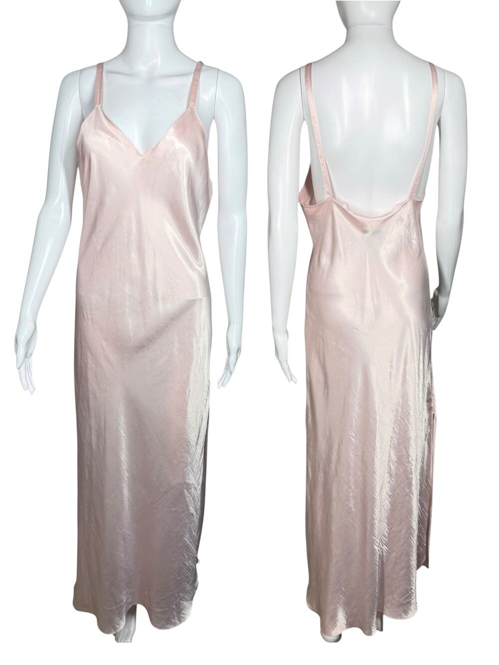 Vintage 80s J.o. Intimates Light Pink Satin Silky Nightgown Medium